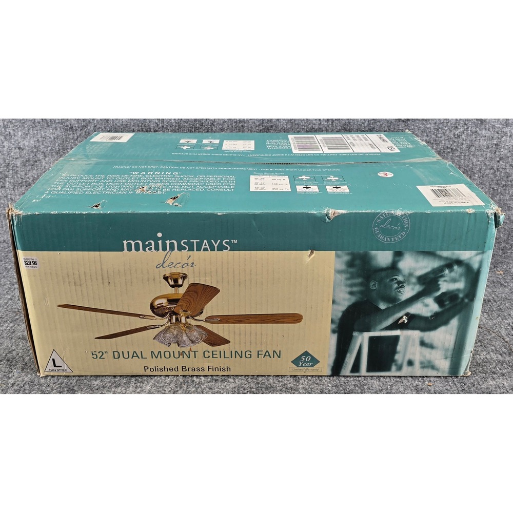 Mainstays 52" Dual Mount Ceiling Fan 52in Brass Vintage Y2K Traditional Country